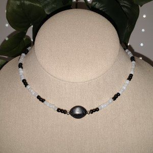 Black and White Seed Bead Choker, Seed Bead Jewelry